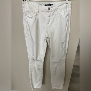 Design Lab size 30 Women's Off  White Distressed denim fringe bottom.